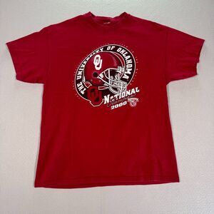 Vintage Oklahoma‎ Sooners T-Shirt Mens Medium Red National Champs 2000 Y2K NCAA